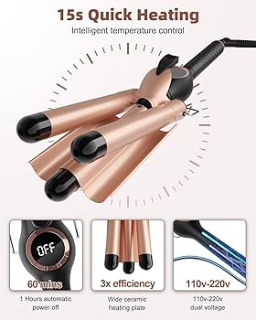 Amazon.com: Hair Waver, 3 Barrel Curling Iron for Beachy